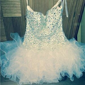 Sherri hill prom dress white crystals size 14